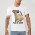 T Is For Teacher’s Aide Back To First Day Of School Leopard Men Women Girls Kids Men's V-Neck T-Shirt, novelty gifts, funny gifts