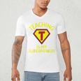 Teaching Is My Superpower Fun Elementary Teacher 1st Grade Men's V-Neck T-Shirt, novelty gifts, funny gifts