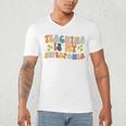 Teaching Is My Superpower Vintage Groovy University Teacher Men's V-Neck T-Shirt, novelty gifts, funny gifts