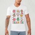 Team TK Teacher Christmas Groovy Smile Face Girl Boy Kid TK Men's V-Neck T-Shirt, novelty gifts, funny gifts
