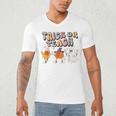 Trick Or Teach Candy Corn Pumpkin Ghost Teacher Men's V-Neck T-Shirt, novelty gifts, funny gifts