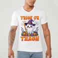 Trick Or Teach Teacher Halloween Ghost Pencil Floral Men's V-Neck T-Shirt, novelty gifts, funny gifts Trick Or Teach Teacher Halloween Ghost Pencil Floral Men's V-Neck T-Shirt, novelty gifts, funny gifts