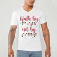 Visually Impaired Teacher Braille Bible Verse Walk By Faith Men's V-Neck T-Shirt, novelty gifts, funny gifts
