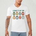 Women Literacy Is My Jam Literacy Teacher Reading Teacher Men's V-Neck T-Shirt, novelty gifts, funny gifts Women Literacy Is My Jam Literacy Teacher Reading Teacher Men's V-Neck T-Shirt, novelty gifts, funny gifts