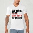 World's Best Okayest Teacher ACY025a For Men Women Men's V-Neck T-Shirt, novelty gifts, funny gifts