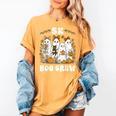 5K Boo Crew Halloween Teacher K5 Floral Ghost Trick Or Teach Women's Comfort Colors T-Shirt Mustard