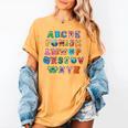ABC Cute Monster Alphabet Halloween Teacher Costume Kids Women's Comfort Colors T-Shirt Mustard