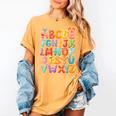 Alphabet A-Z ABC Kids Back To School Pre K Teachers Women's Comfort Colors T-Shirt Mustard