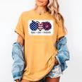 American Flag Teach Love Freedom Preschool Teacher 4th July Women's Comfort Colors T-Shirt Mustard
