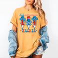 All American Teacher Pencil Coquette Bow USA Flag Teachers Women's Comfort Colors T-Shirt Mustard All American Teacher Pencil Coquette Bow USA Flag Teachers Women's Comfort Colors T-Shirt Mustard