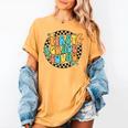 Back To School Groovy Teacher 1st First Grade Crew Squad Women's Comfort Colors T-Shirt Mustard Back To School Groovy Teacher 1st First Grade Crew Squad Women's Comfort Colors T-Shirt Mustard