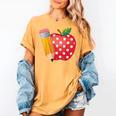 Back To School Pencil And Apple Teacher Student Women's Comfort Colors T-Shirt Mustard