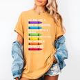Back To School Teacher We Are Like A Box Of Crayons Women's Comfort Colors T-Shirt Mustard