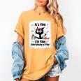 Cat It's Fine I'm Fine Everything Is Fine Teacher Life Women's Comfort Colors T-Shirt Mustard Cat It's Fine I'm Fine Everything Is Fine Teacher Life Women's Comfort Colors T-Shirt Mustard