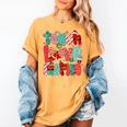 Christmas Coquette Bow Teacher Teach Love Inspire Women's Comfort Colors T-Shirt Mustard Christmas Coquette Bow Teacher Teach Love Inspire Women's Comfort Colors T-Shirt Mustard