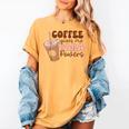 Coffee Gives Me Para Powers Parapro Teacher Squad Women's Comfort Colors T-Shirt Mustard Coffee Gives Me Para Powers Parapro Teacher Squad Women's Comfort Colors T-Shirt Mustard