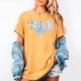Coquette Bow Teach Teacher Happy First Day Back To School Women's Comfort Colors T-Shirt Mustard Coquette Bow Teach Teacher Happy First Day Back To School Women's Comfort Colors T-Shirt Mustard