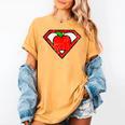 Cute Distressed Super Teacher Superhero Apple Shirt Women's Comfort Colors T-Shirt Mustard
