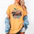 Cute Teacher With Apple Retro Teacher Kids Back To School Women's Comfort Colors T-Shirt Mustard Cute Teacher With Apple Retro Teacher Kids Back To School Women's Comfort Colors T-Shirt Mustard