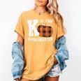 Fall Kindergarten Teacher K Is For Buffalo Plaid Pumpkin Women's Comfort Colors T-Shirt Mustard