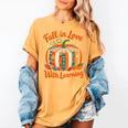Fall In Love With Learning Book Lover Autumn Pumpkin Teacher Women's Comfort Colors T-Shirt Mustard Fall In Love With Learning Book Lover Autumn Pumpkin Teacher Women's Comfort Colors T-Shirt Mustard