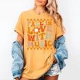 Fall In Love With Music Groovy Thanksgiving Music Teacher Men Women Girls Kids Women's Comfort Colors T-Shirt Mustard