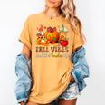 Fall Vibes Costume Teacher Thanksgiving Leopard Gnome Women's Comfort Colors T-Shirt Mustard