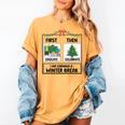 First Educate Then Celebrate Christmas Teacher Winter Break Women's Comfort Colors T-Shirt Mustard