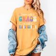 Groovy Some Call It Chaos We Call It Kindergarten Teacher Women's Comfort Colors T-Shirt Mustard