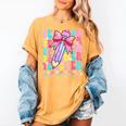 Groovy Teacher Cute Coquette Bow Flower Retro Back To School Women's Comfort Colors T-Shirt Mustard