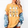 Halloween Ghost Playing Musical Instruments Music Teacher Women's Comfort Colors T-Shirt Mustard Halloween Ghost Playing Musical Instruments Music Teacher Women's Comfort Colors T-Shirt Mustard