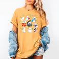 Halloween Music Teacher Ghost Playing Musical Instruments Women's Comfort Colors T-Shirt Mustard Halloween Music Teacher Ghost Playing Musical Instruments Women's Comfort Colors T-Shirt Mustard