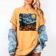 Halloween Pumpkin Starry Night Van Gogh Art Teacher Women's Comfort Colors T-Shirt Mustard Halloween Pumpkin Starry Night Van Gogh Art Teacher Women's Comfort Colors T-Shirt Mustard