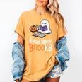 Halloween Teacher Women Cute Reading Ghost Read More Books Women's Comfort Colors T-Shirt Mustard