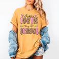 Happy 100th Day Of School Leopard Print Teacher Student Kids Women's Comfort Colors T-Shirt Mustard