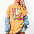 Happy Fri-Yay Teacher Back To School Friday Lovers Women's Comfort Colors T-Shirt Mustard Happy Fri-Yay Teacher Back To School Friday Lovers Women's Comfort Colors T-Shirt Mustard