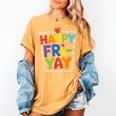 Happy Fri-Yay Teacher Life Weekend Pun Happy Friday Women's Comfort Colors T-Shirt Mustard