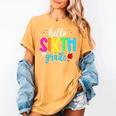 Hello Sixth Grade Cute Back To School 6th Grade Teacher Kids Women's Comfort Colors T-Shirt Mustard