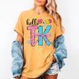 Hello TK Transitional Kindergarten Back To School Teacher Women's Comfort Colors T-Shirt Mustard Hello TK Transitional Kindergarten Back To School Teacher Women's Comfort Colors T-Shirt Mustard