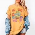 Helping Little Minds Grow Teacher First Day Back To School Women's Comfort Colors T-Shirt Mustard Helping Little Minds Grow Teacher First Day Back To School Women's Comfort Colors T-Shirt Mustard