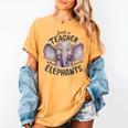 Just a Teacher Who Loves Elephants Elephant Lover Educator Women's Comfort Colors T-Shirt Mustard