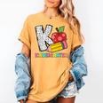 K Is For Kindergarten Teacher Pencil Apple Back To School Women's Comfort Colors T-Shirt Mustard K Is For Kindergarten Teacher Pencil Apple Back To School Women's Comfort Colors T-Shirt Mustard