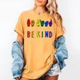 Be Kind Pride Sign Language Rainbow Teachers Interpreter ASL Women's Comfort Colors T-Shirt Mustard