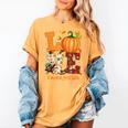 Love Kindergarten Teacher Turkey Thanksgiving Autumn Fall Women's Comfort Colors T-Shirt Mustard Love Kindergarten Teacher Turkey Thanksgiving Autumn Fall Women's Comfort Colors T-Shirt Mustard