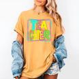 Neon Retro Teacher Cute Teacher Team New Teacher Back To Sch Women's Comfort Colors T-Shirt Mustard