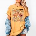 One Thankful Teacher Thanksgiving Groovy Fall Autumn Teacher Women's Comfort Colors T-Shirt Mustard