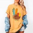 One Thankful Teacher Thanksgiving Turkey Peace Hand Sign Women's Comfort Colors T-Shirt Mustard One Thankful Teacher Thanksgiving Turkey Peace Hand Sign Women's Comfort Colors T-Shirt Mustard