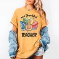 One Thankful Teacher Turkey Pencil Thanksgiving Teachers Women's Comfort Colors T-Shirt Mustard One Thankful Teacher Turkey Pencil Thanksgiving Teachers Women's Comfort Colors T-Shirt Mustard