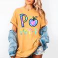 P Is For Pre-K Preschool Teacher Tie Dye Back To School Women's Comfort Colors T-Shirt Mustard