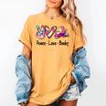 Peace Love Books Librarian Teacher Life Book Library Tie Dye Women's Comfort Colors T-Shirt Mustard
